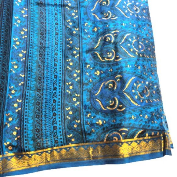 Blue Saree Pre Stitched Pre Pleated with GoldSparkly Accents-  NEW ! - Picture 7 of 12